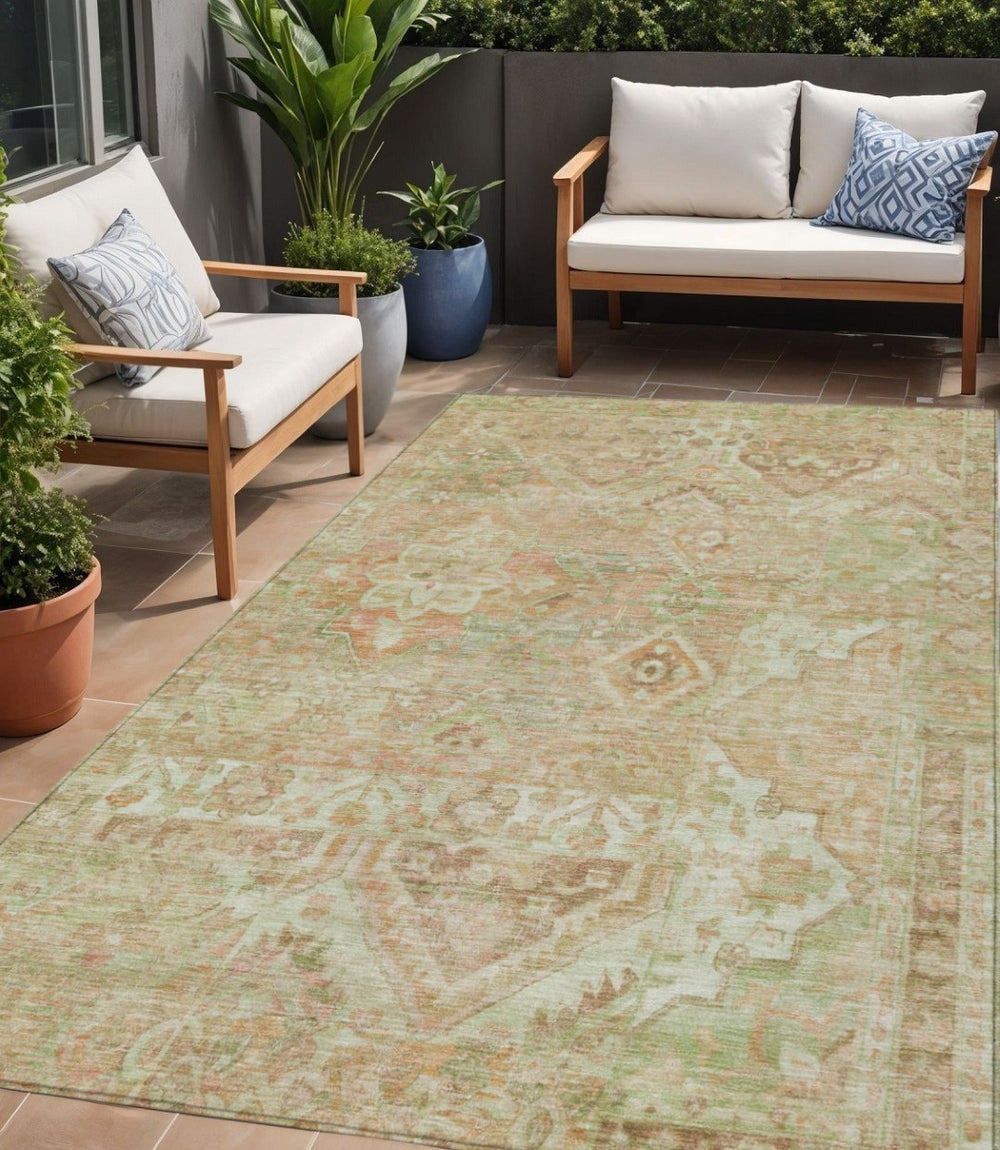 HomeRoots 5' Durable Floral Medallion Area Rug – Washable Indoor/Outdoor Design for Stylish Spaces & Easy Care 5' X 8' 616629