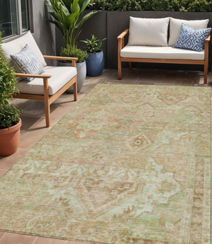HomeRoots 5' Durable Floral Medallion Area Rug – Washable Indoor/Outdoor Design for Stylish Spaces & Easy Care 5' X 8' 616629