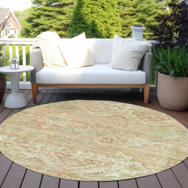HomeRoots 5' Durable Floral Medallion Area Rug – Washable Indoor/Outdoor Design for Stylish Spaces & Easy Care 8' Round 616630