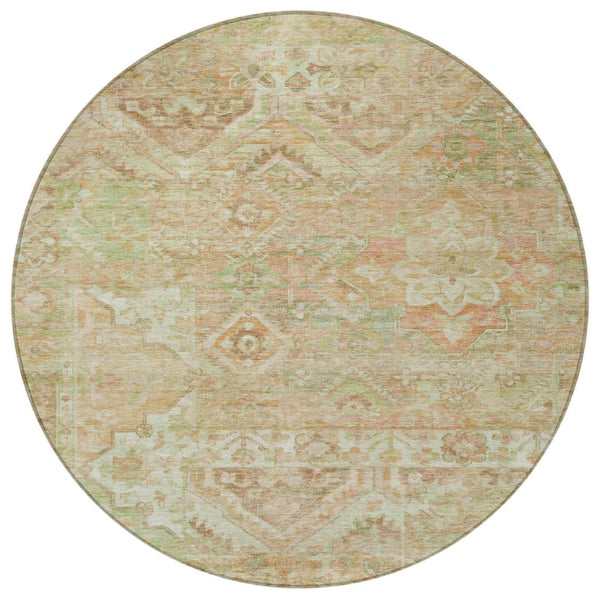 HomeRoots 5' Durable Floral Medallion Area Rug – Washable Indoor/Outdoor Design for Stylish Spaces & Easy Care 8' Round 616630