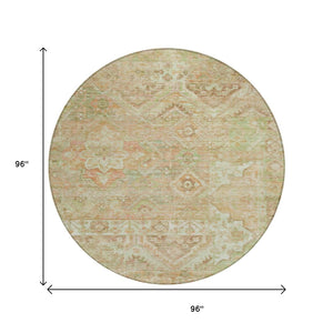 HomeRoots 5' Durable Floral Medallion Area Rug – Washable Indoor/Outdoor Design for Stylish Spaces & Easy Care 8' Round 616630