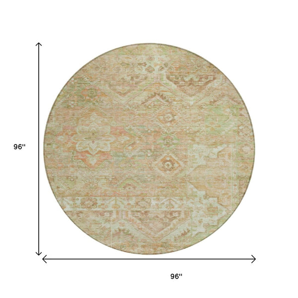 HomeRoots 5' Durable Floral Medallion Area Rug – Washable Indoor/Outdoor Design for Stylish Spaces & Easy Care 8' Round 616630