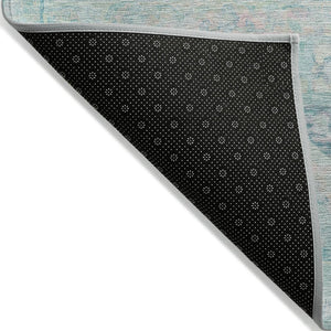 HomeRoots 5' Floral Medallion Area Rug in Teal Blue and Pink - Washable, Durable, Ideal for Indoor & Outdoor Use 8' Round 616636