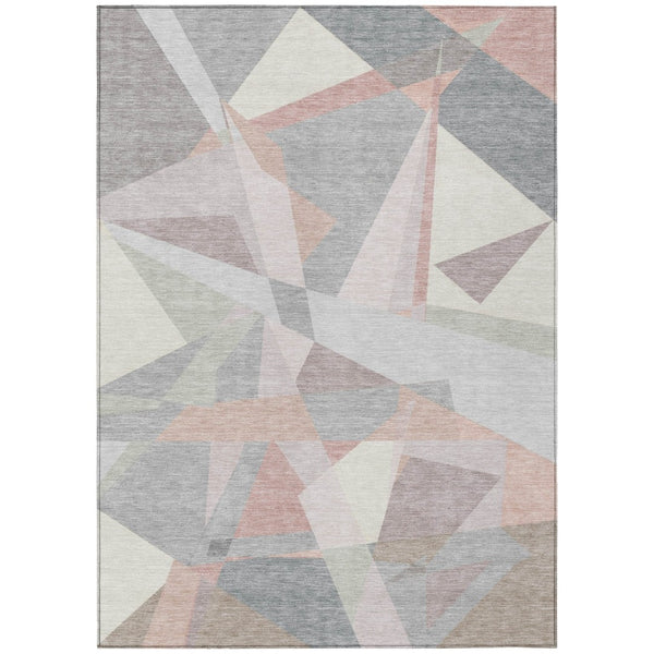 HomeRoots 5' Modern Blush Ivory and Gray Geometric Area Rug for Indoor or Outdoor Use - Stylish & Durable 5' X 8' 616689