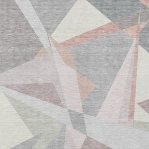 HomeRoots 5' Modern Blush Ivory and Gray Geometric Area Rug for Indoor or Outdoor Use - Stylish & Durable 5' X 8' 616689