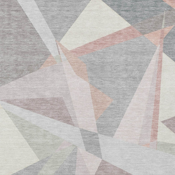 HomeRoots 5' Modern Blush Ivory and Gray Geometric Area Rug for Indoor or Outdoor Use - Stylish & Durable 5' X 8' 616689