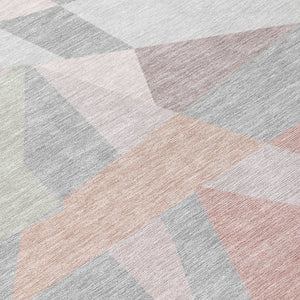 HomeRoots 5' Modern Blush Ivory and Gray Geometric Area Rug for Indoor or Outdoor Use - Stylish & Durable 8' Round 616690
