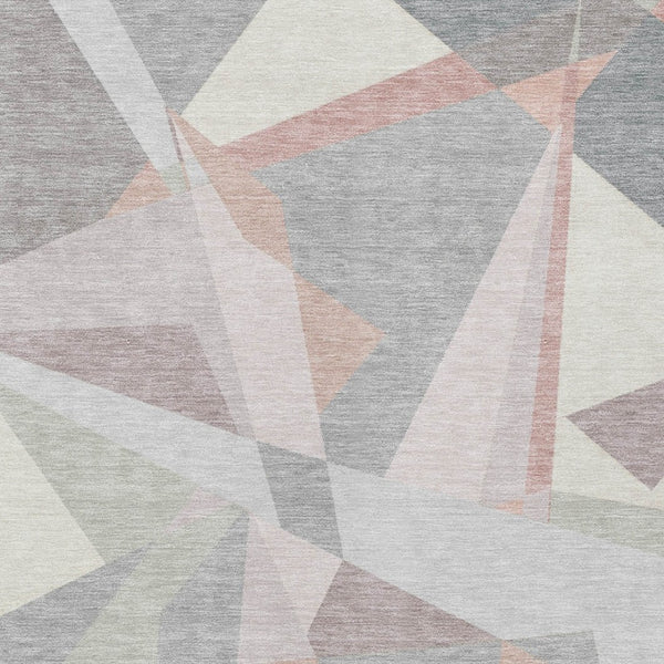 HomeRoots 5' Modern Blush Ivory and Gray Geometric Area Rug for Indoor or Outdoor Use - Stylish & Durable 8' X 10' 616691
