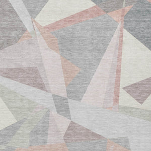 HomeRoots 5' Modern Blush Ivory and Gray Geometric Area Rug for Indoor or Outdoor Use - Stylish & Durable 9' X 12' 616692