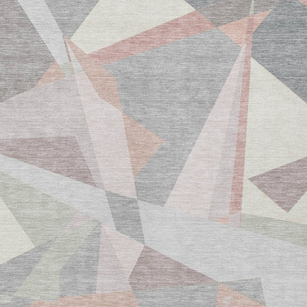 HomeRoots 5' Modern Blush Ivory and Gray Geometric Area Rug for Indoor or Outdoor Use - Stylish & Durable 9' X 12' 616692
