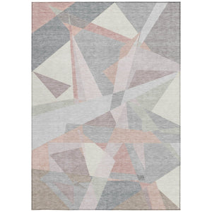 HomeRoots 5' Modern Blush Ivory and Gray Geometric Area Rug for Indoor or Outdoor Use - Stylish & Durable 10' X 14' 616693