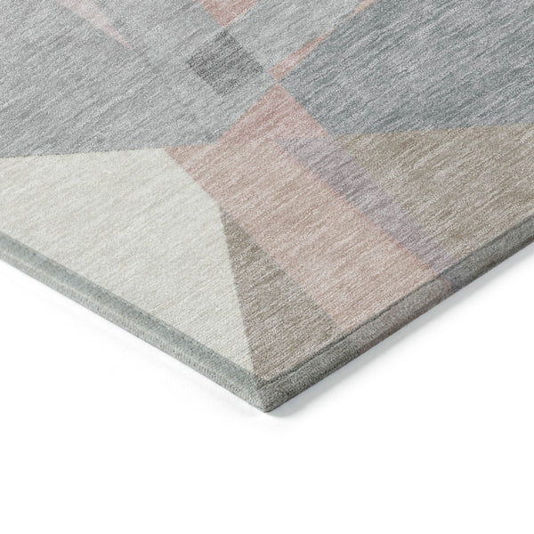 HomeRoots 5' Modern Blush Ivory and Gray Geometric Area Rug for Indoor or Outdoor Use - Stylish & Durable 10' X 14' 616693