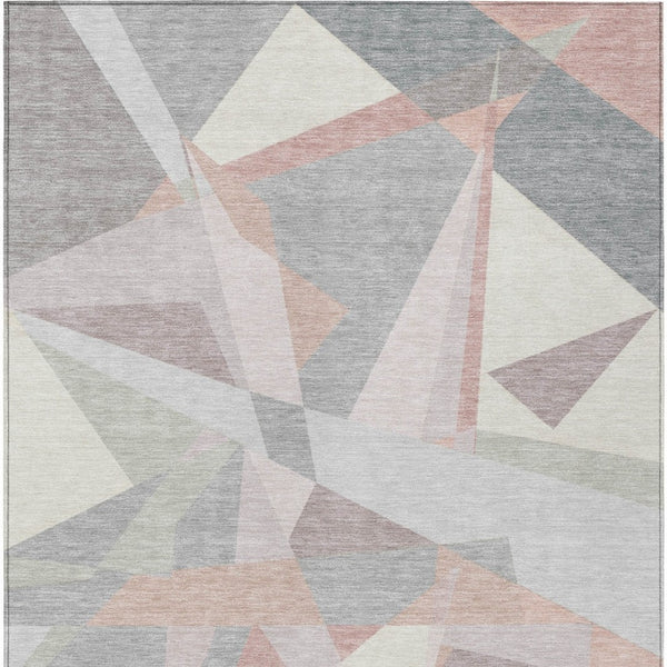 HomeRoots 5' Modern Blush Ivory and Gray Geometric Area Rug for Indoor or Outdoor Use - Stylish & Durable 10' X 14' 616693