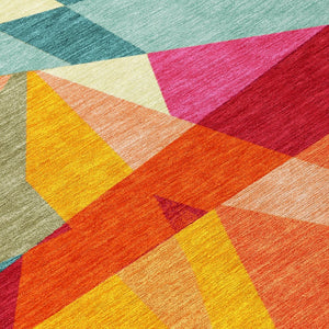 HomeRoots 5' Stylish Geometric Washable Area Rug in Warm Ivory, Orange, and Burgundy for Indoor & Outdoor Use 8' X 10' 616697
