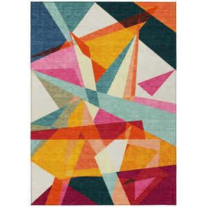 HomeRoots 5' Stylish Geometric Washable Area Rug in Warm Ivory, Orange, and Burgundy for Indoor & Outdoor Use 10' X 14' 616699