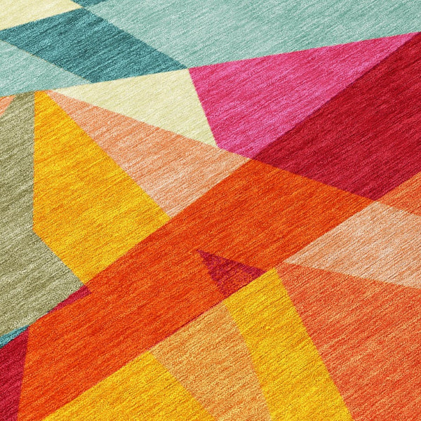 HomeRoots 5' Stylish Geometric Washable Area Rug in Warm Ivory, Orange, and Burgundy for Indoor & Outdoor Use 10' X 14' 616699
