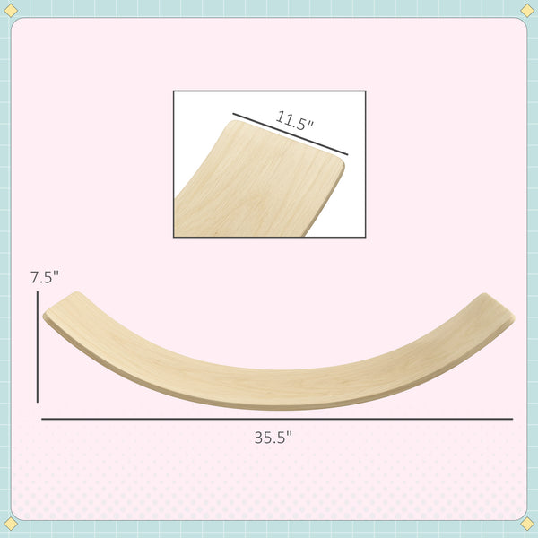 English Elm Qaba Wooden Balance Board for Kids 35" — Natural Pine Wobble Toy Enhances Balance, Strength, Playtime W2225P249767