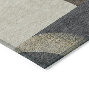 HomeRoots 5' Geometric Indoor Outdoor Area Rug in Brown Taupe and Wheat – Durable, Washable, Stylish Design 5' X 8' 616719