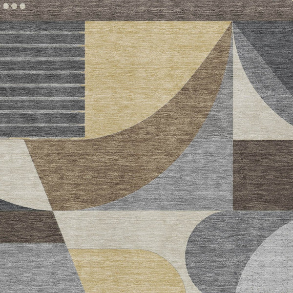 HomeRoots 5' Geometric Indoor Outdoor Area Rug in Brown Taupe and Wheat – Durable, Washable, Stylish Design 5' X 8' 616719
