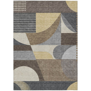 HomeRoots 5' Geometric Indoor Outdoor Area Rug in Brown Taupe and Wheat – Durable, Washable, Stylish Design 8' X 10' 616721