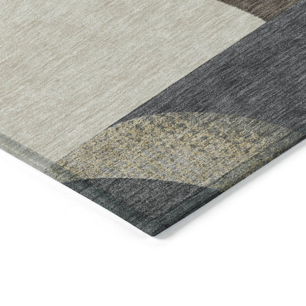 HomeRoots 5' Geometric Indoor Outdoor Area Rug in Brown Taupe and Wheat – Durable, Washable, Stylish Design 9' X 12' 616722
