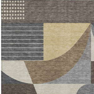HomeRoots 5' Geometric Indoor Outdoor Area Rug in Brown Taupe and Wheat – Durable, Washable, Stylish Design 9' X 12' 616722