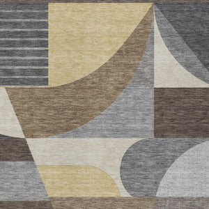 HomeRoots 5' Geometric Indoor Outdoor Area Rug in Brown Taupe and Wheat – Durable, Washable, Stylish Design 10' X 14' 616723