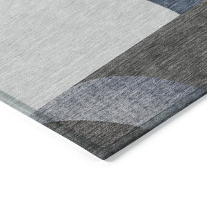 HomeRoots 5' Modern Geometric Area Rug in Gray-Blue & Ivory – Washable, Durable for Indoor/Outdoor Spaces 8' X 10' 616727