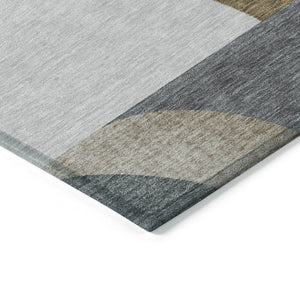 HomeRoots 5' Stylish Brown, Ivory & Mauve Geometric Washable Area Rug for Indoor & Outdoor Use, Easy Care 8' X 10' 616733