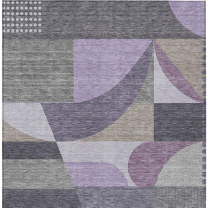 HomeRoots 5' Contemporary Geometric Area Rug in Purple, Gray & Beige – Washable for Indoor & Outdoor Use 8' X 10' 616739