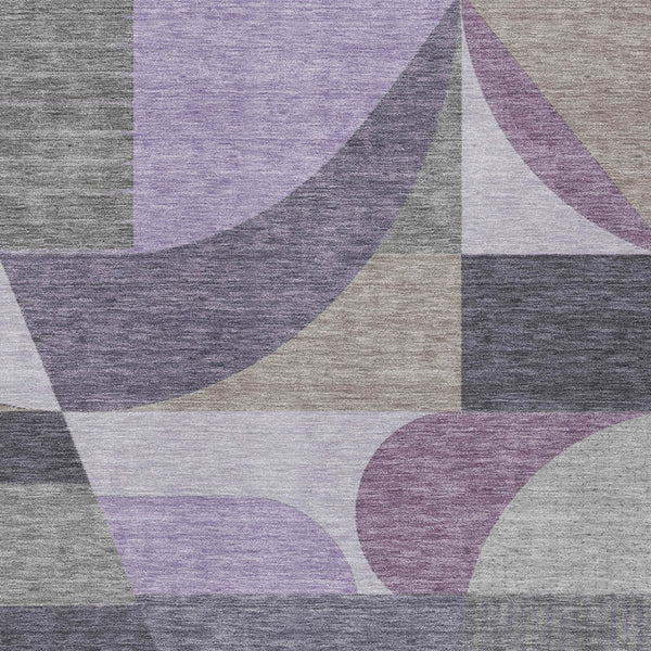 HomeRoots 5' Contemporary Geometric Area Rug in Purple, Gray & Beige – Washable for Indoor & Outdoor Use 8' X 10' 616739