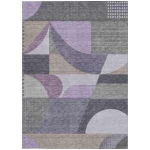 HomeRoots 5' Contemporary Geometric Area Rug in Purple, Gray & Beige – Washable for Indoor & Outdoor Use 9' X 12' 616740