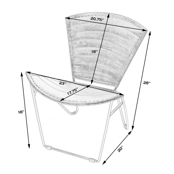 Butler Specialty Felix Iron & Leather Accent Chair - Elegant Design With Handcrafted Wrought Iron For Modern Decor White Iron,Goat Leather 6167411-butler