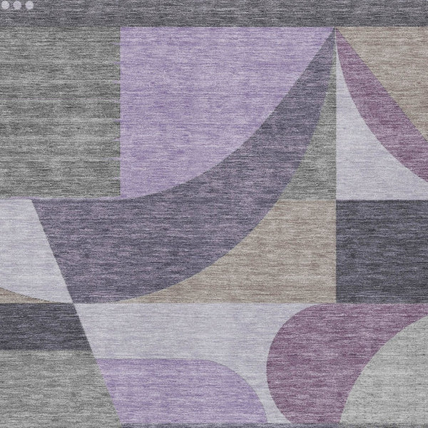 HomeRoots 5' Contemporary Geometric Area Rug in Purple, Gray & Beige – Washable for Indoor & Outdoor Use 10' X 14' 616741