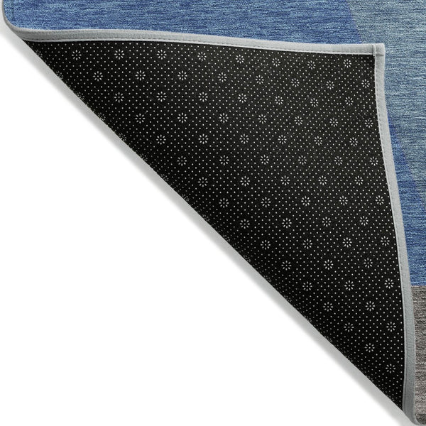 HomeRoots 5' Modern Geometric Area Rug in Sky Blue, Teal, and Brown - Washable, Durable for Indoor & Outdoor Use 10' X 14' 616747