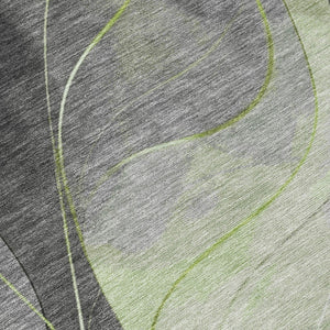 HomeRoots 5' Versatile Artichoke Green Gray Silver Abstract Rug - Durable, Washable for Indoor & Outdoor Use 8' Round 616750