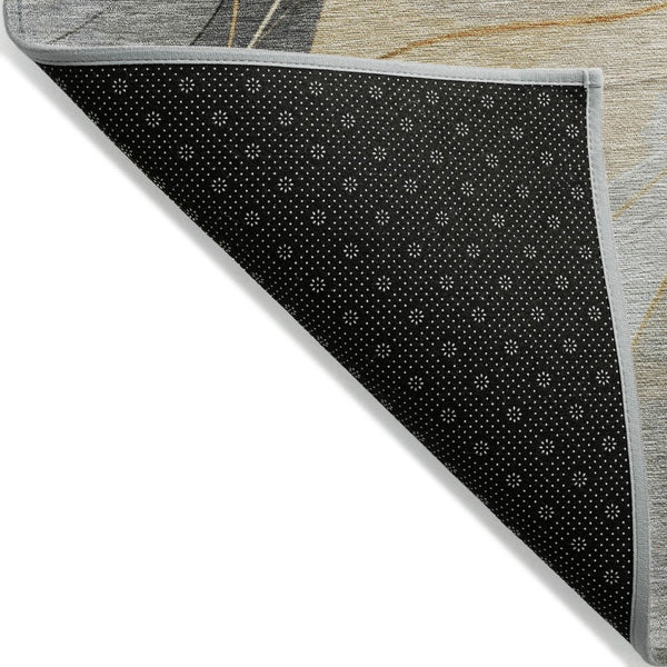 HomeRoots 5' Modern Abstract Washable Area Rug in Gray Silver and Rust for Indoor and Outdoor Spaces 8' X 10' 616757