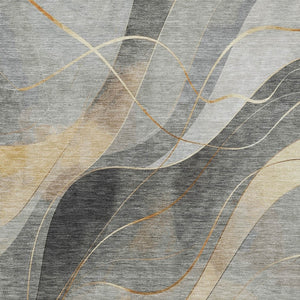 HomeRoots 5' Modern Abstract Washable Area Rug in Gray Silver and Rust for Indoor and Outdoor Spaces 8' X 10' 616757