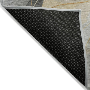 HomeRoots 5' Modern Abstract Washable Area Rug in Gray Silver and Rust for Indoor and Outdoor Spaces 9' X 12' 616758