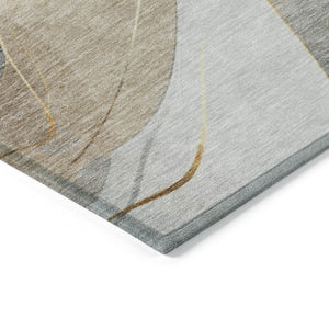 HomeRoots 5' Modern Abstract Washable Area Rug in Gray Silver and Rust for Indoor and Outdoor Spaces 9' X 12' 616758