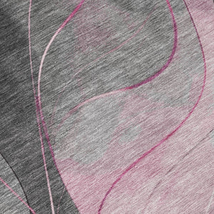 HomeRoots 5' Abstract Washable Area Rug in Pink, Gray & Silver - Durable, Contemporary Design for Indoor & Outdoor Spaces 8' Round 616762
