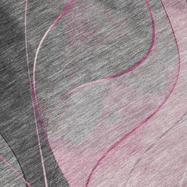 HomeRoots 5' Abstract Washable Area Rug in Pink, Gray & Silver - Durable, Contemporary Design for Indoor & Outdoor Spaces 8' Round 616762