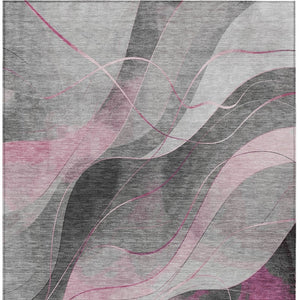 HomeRoots 5' Abstract Washable Area Rug in Pink, Gray & Silver - Durable, Contemporary Design for Indoor & Outdoor Spaces 8' X 10' 616763