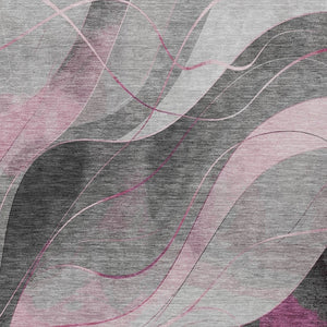 HomeRoots 5' Abstract Washable Area Rug in Pink, Gray & Silver - Durable, Contemporary Design for Indoor & Outdoor Spaces 8' X 10' 616763
