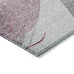 HomeRoots 5' Abstract Washable Area Rug in Pink, Gray & Silver - Durable, Contemporary Design for Indoor & Outdoor Spaces 9' X 12' 616764