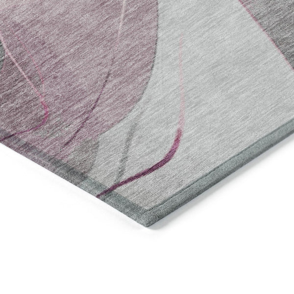HomeRoots 5' Abstract Washable Area Rug in Pink, Gray & Silver - Durable, Contemporary Design for Indoor & Outdoor Spaces 9' X 12' 616764
