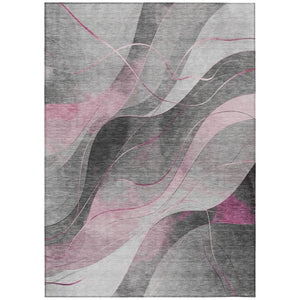 HomeRoots 5' Abstract Washable Area Rug in Pink, Gray & Silver - Durable, Contemporary Design for Indoor & Outdoor Spaces 10' X 14' 616765