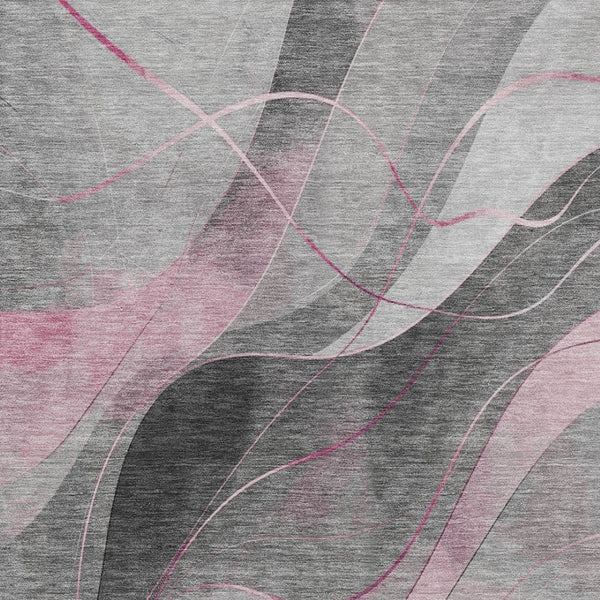 HomeRoots 5' Abstract Washable Area Rug in Pink, Gray & Silver - Durable, Contemporary Design for Indoor & Outdoor Spaces 10' X 14' 616765