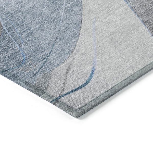 HomeRoots 5' Sky Blue and Gray Abstract Washable Area Rug for Indoor and Outdoor Stylish Living Spaces 5' X 8' 616767