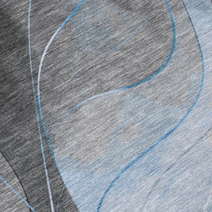 HomeRoots 5' Sky Blue and Gray Abstract Washable Area Rug for Indoor and Outdoor Stylish Living Spaces 8' Round 616768